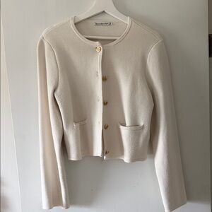 Abercrombie & Fitch Cream Button-Front Knit Cardigan
